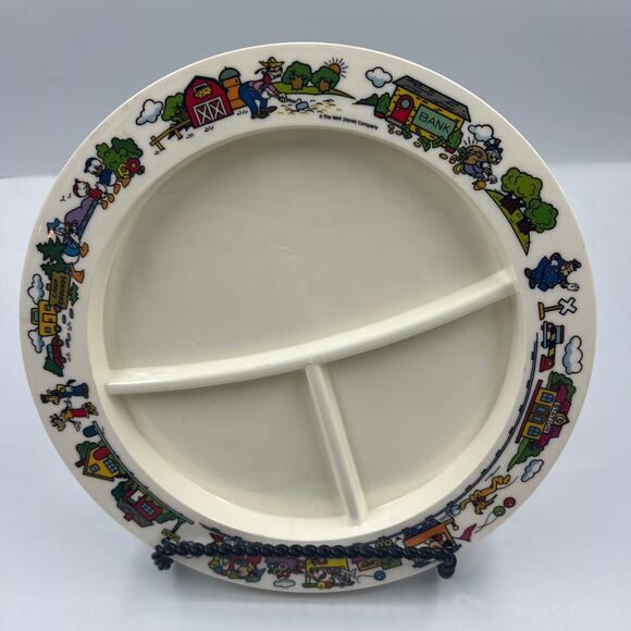 VTG Walt Disney Productions Superseal Round Section Plastic Plate Train Mickey - Picture 5 of 9